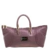 Versace Cedar Dark Beige Embossed Leather Braided Satchel For Women