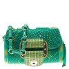 Versace Green/Yellow Printed Leather Crossbody Bag For Women