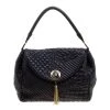 Versace Black Leather Medusa Top Handle Bag For Women