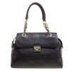 Versace Black Embossed Leather Braided Satchel For Women