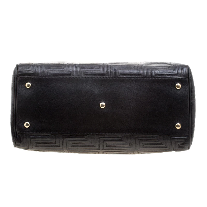 Versace Black Embossed Leather Braided Satchel For Women - Image 6