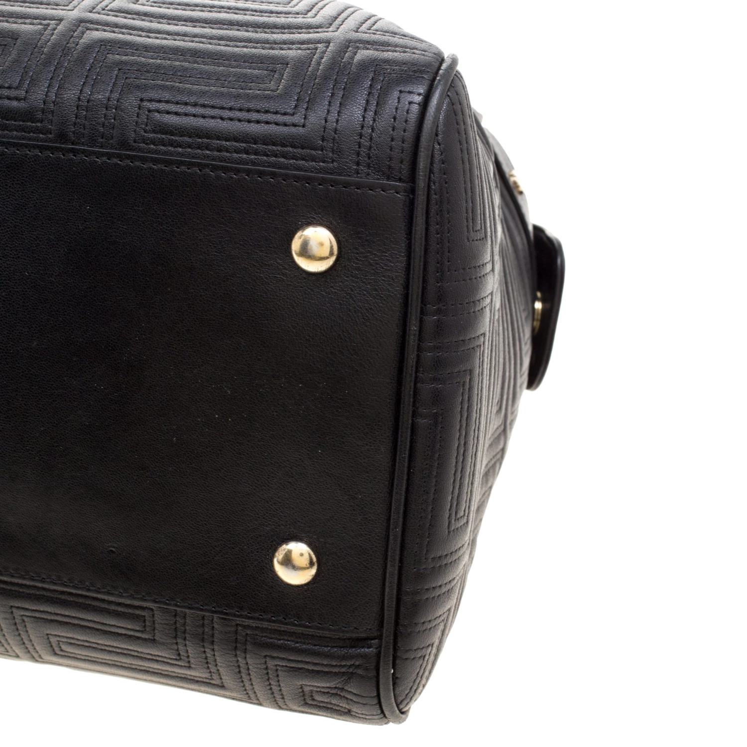 Versace Black Embossed Leather Braided Satchel For Women - Image 11