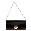 Versace Black Patent Leather Medusa Logo Chain Clutch For Women