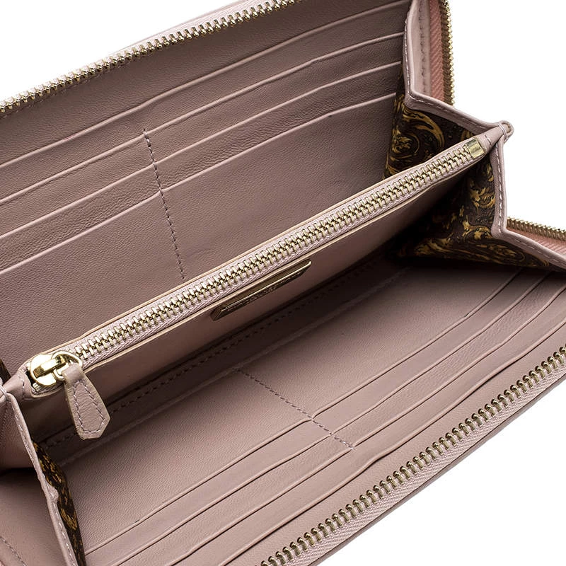 Versace Blush Pink Quilted Leather Vanitas Zip Around Wallet For Women - Image 2