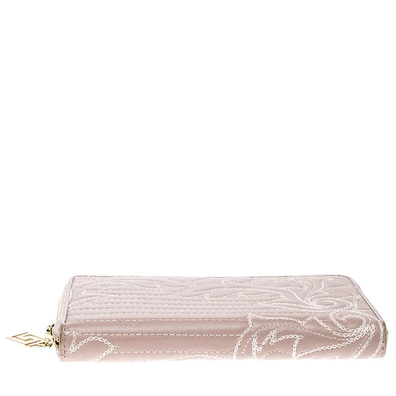 Versace Blush Pink Quilted Leather Vanitas Zip Around Wallet For Women - Image 6