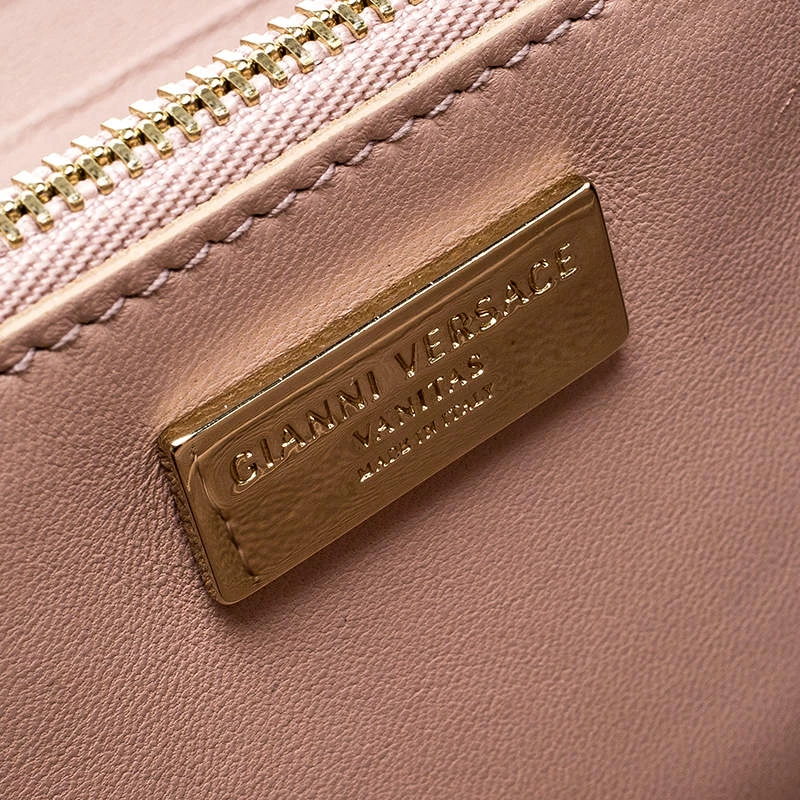 Versace Blush Pink Quilted Leather Vanitas Zip Around Wallet For Women - Image 7