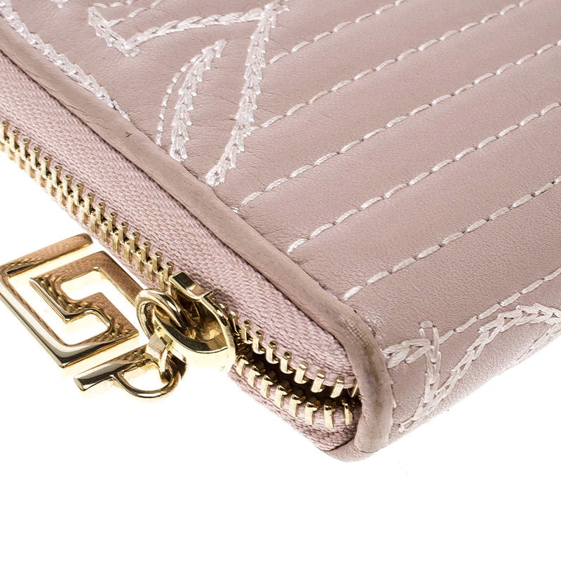 Versace Blush Pink Quilted Leather Vanitas Zip Around Wallet For Women - Image 9