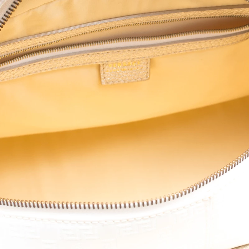 Versace White/Light Gold Canvas And Leather Satchel For Women - Image 7