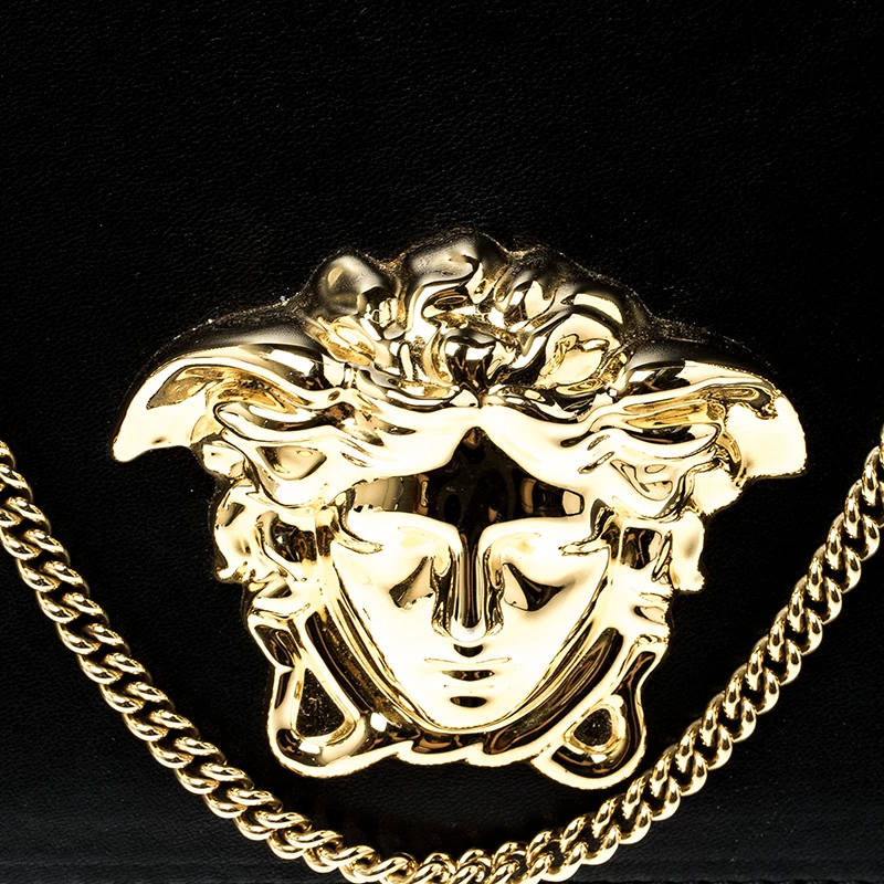 Versace Black Leather Evening Palazzo Chain Clutch For Women - Image 5