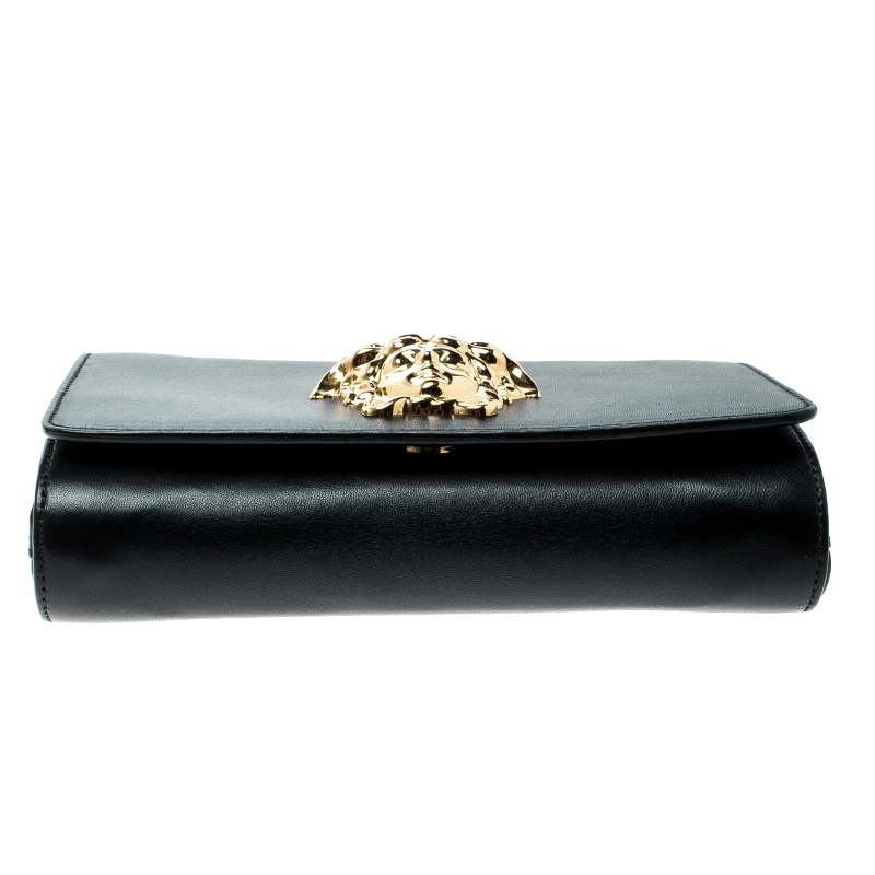 Versace Black Leather Evening Palazzo Chain Clutch For Women - Image 6