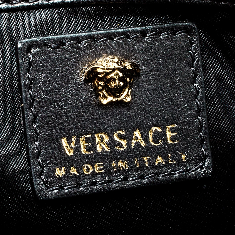 Versace Black Leather Evening Palazzo Chain Clutch For Women - Image 8