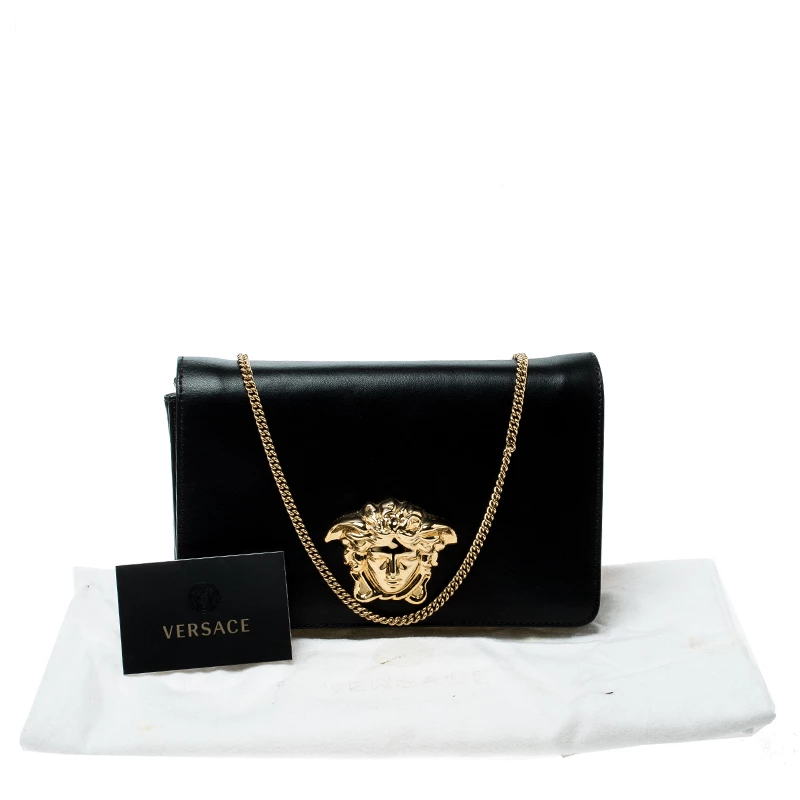 Versace Black Leather Evening Palazzo Chain Clutch For Women - Image 9