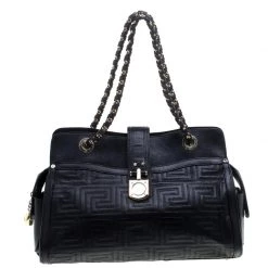 Versace Black Quilted Leather Tote For Women