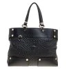 Versace Black Textured Leather Medusa Tote For Women
