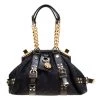 Versace Black Signature Fabric And Leather Madonna Boston Bag For Women