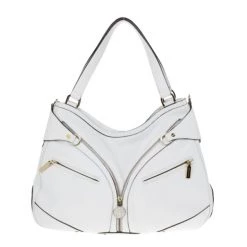 Versace White Leather Zip Tote Large For Women
