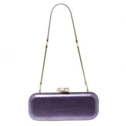 Versace Purple Python Box Clutch For Women