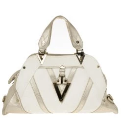 Versace Jumbo White Logo Jacquard Bowler Bag For Women