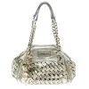 Versace Gold Woven Leather Satchel For Women