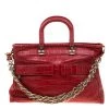 Versace Red Croc Embossed Leather Top Handle Bag For Women