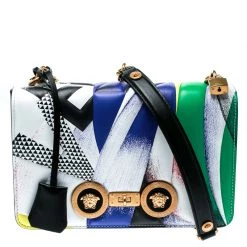 Versace Multicolor Clash Print Icon Leather Shoulder Bag For Women