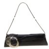 Versace Black Leather Flower Embellished Chain Clutch For Women