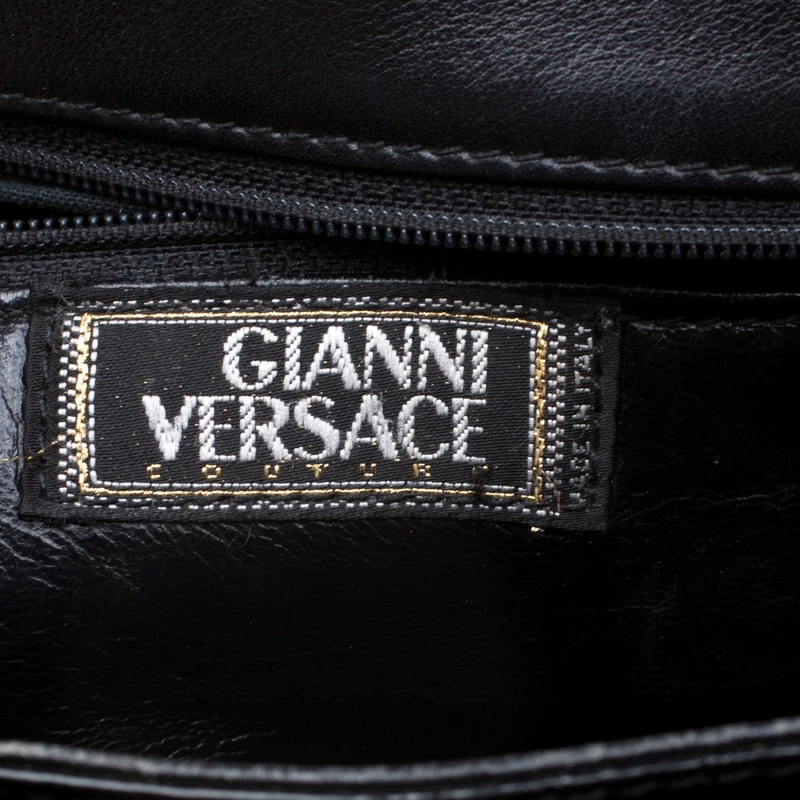 Versace Black Croc Embossed Leather Tote For Women - Image 8
