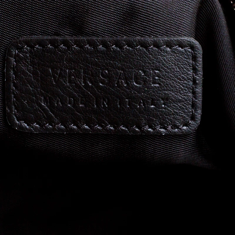 Versace Black Signature Patent Leather Pouch For Women - Image 8