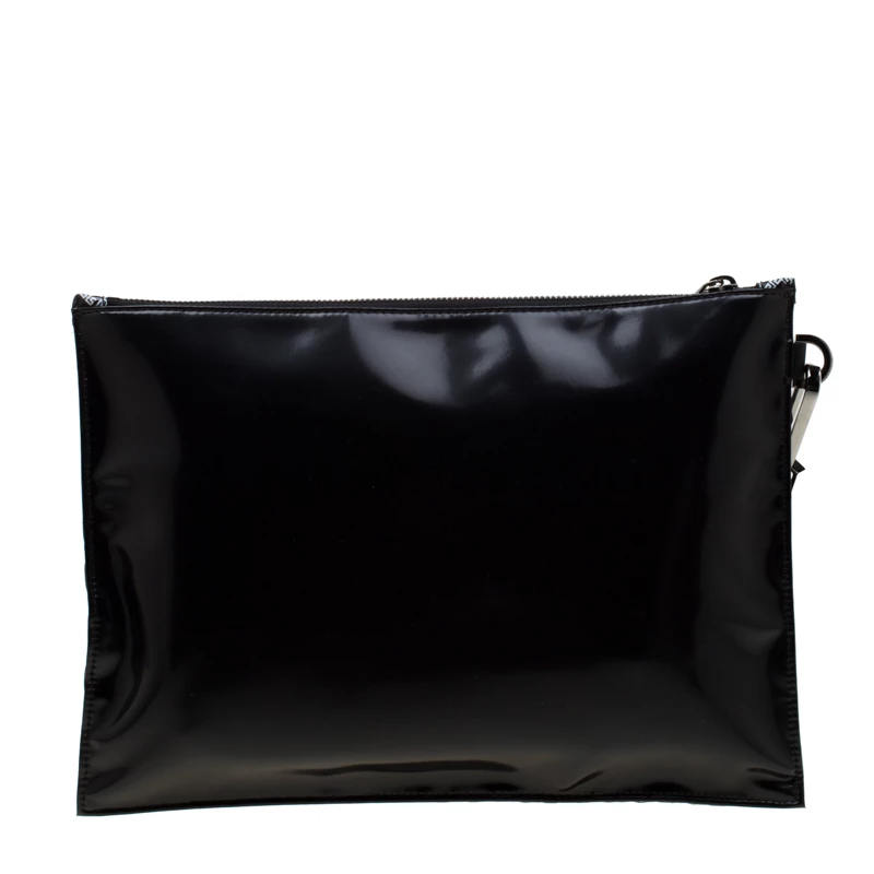 Versace Black Signature Patent Leather Pouch For Women - Image 4
