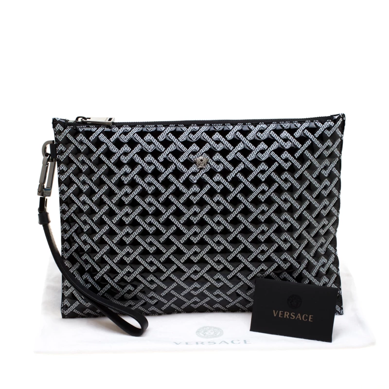 Versace Black Signature Patent Leather Pouch For Women - Image 9