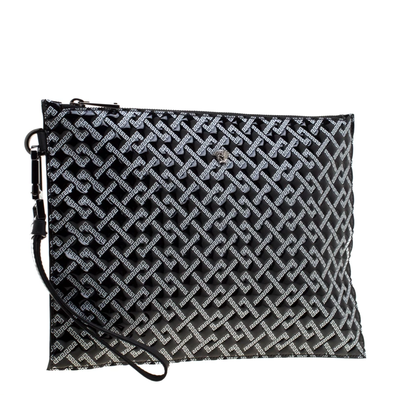 Versace Black Signature Patent Leather Pouch For Women - Image 3