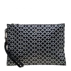 Versace Black Signature Patent Leather Pouch For Women