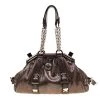 Versace Brown Snake Embossed Leather Madonna Boston Bag For Women