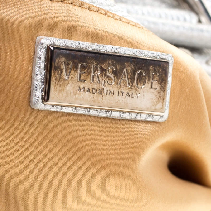 Versace Metallic Silver Leather Madonna Satchel For Women - Image 8