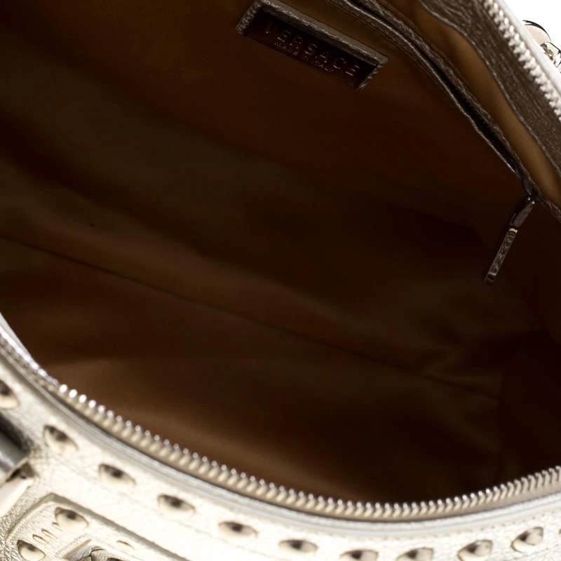 Versace Metallic Silver Leather Madonna Satchel For Women - Image 7