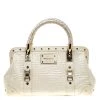 Versace Cream Quilted Patent Leather Snap Out Of It Satchel For Women