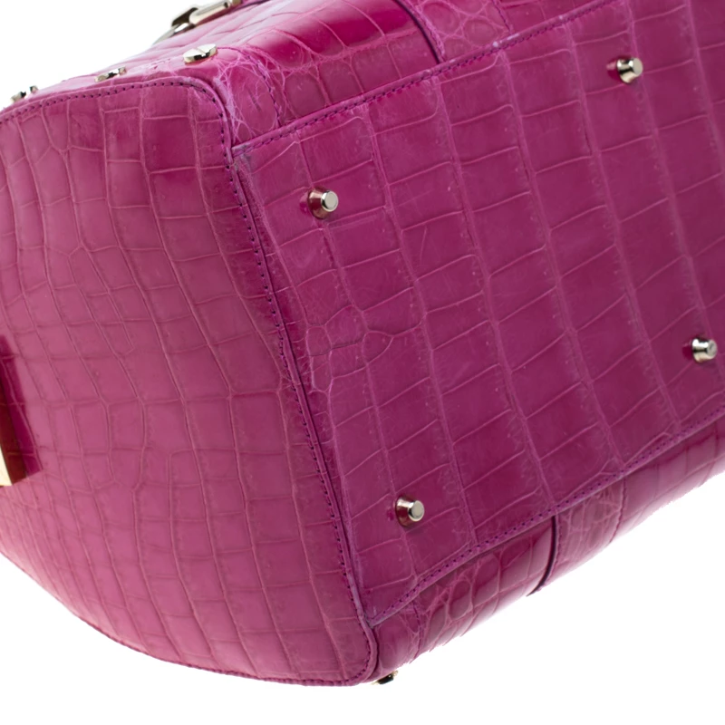 Versace Pink Crocodile Snap Out Of It Satchel For Women - Image 11