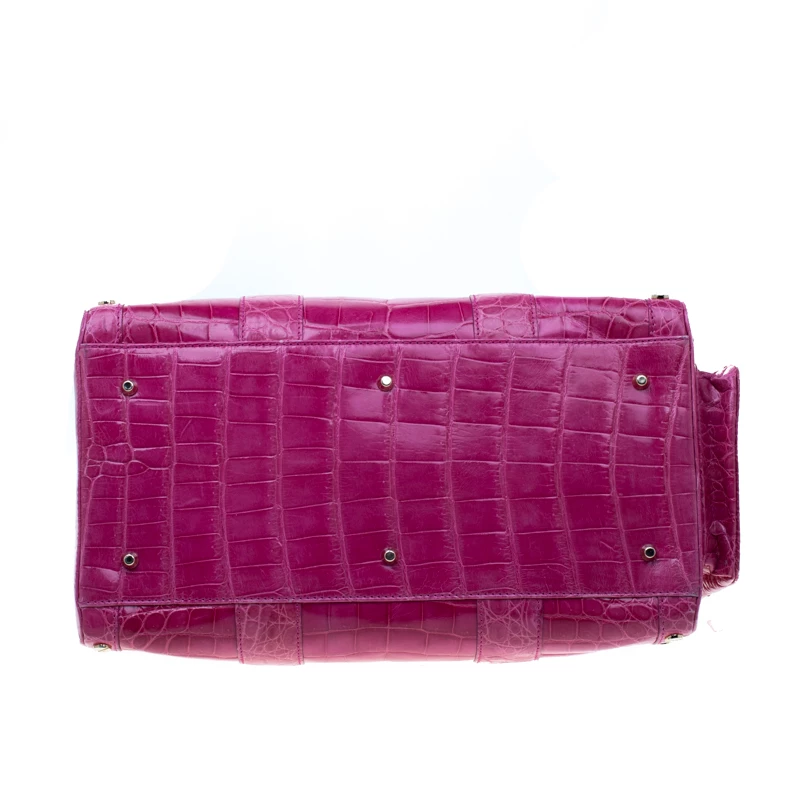 Versace Pink Crocodile Snap Out Of It Satchel For Women - Image 6
