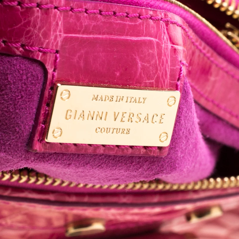Versace Pink Crocodile Snap Out Of It Satchel For Women - Image 9