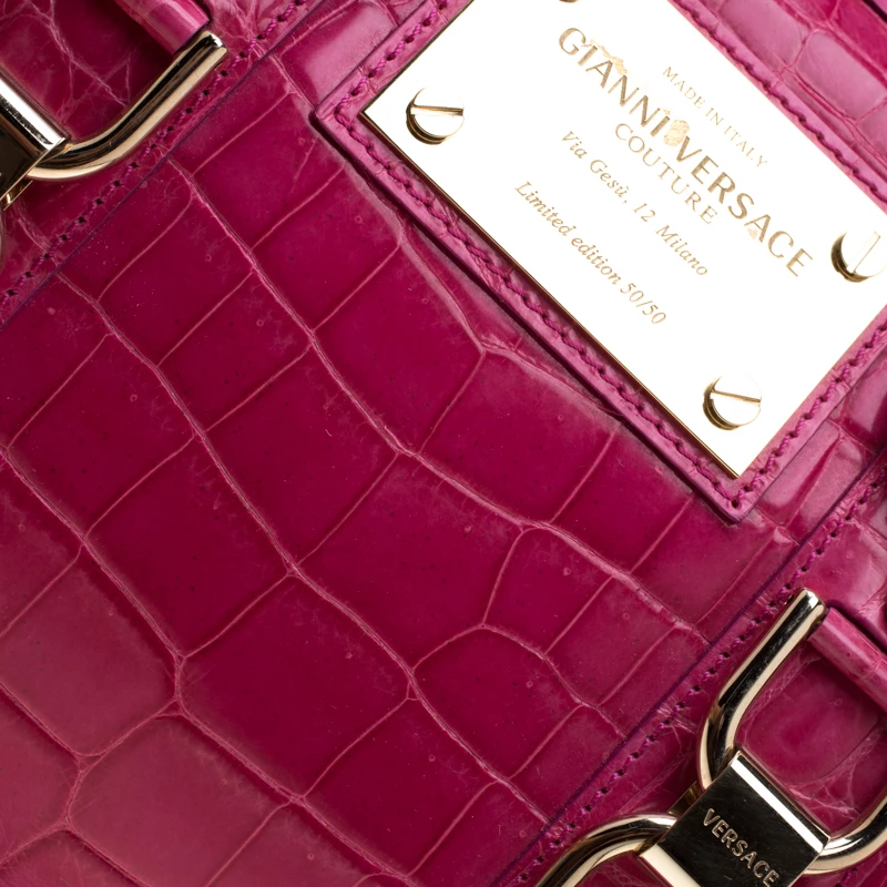 Versace Pink Crocodile Snap Out Of It Satchel For Women - Image 5