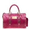 Versace Pink Crocodile Snap Out Of It Satchel For Women