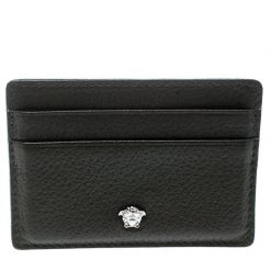 Versace Mossy Green Leather Card Case For Women