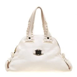 Versace Bag Off White Leather Dome Satchel For Women