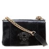 Versace Black Python Palazzo Chain Clutch Bag For Women