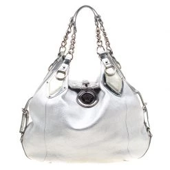 Versace Silver Leather Hobo For Women