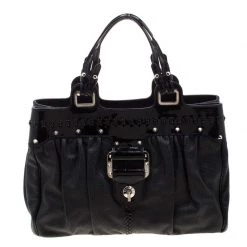 Versace Black Stud Leather Tote For Women