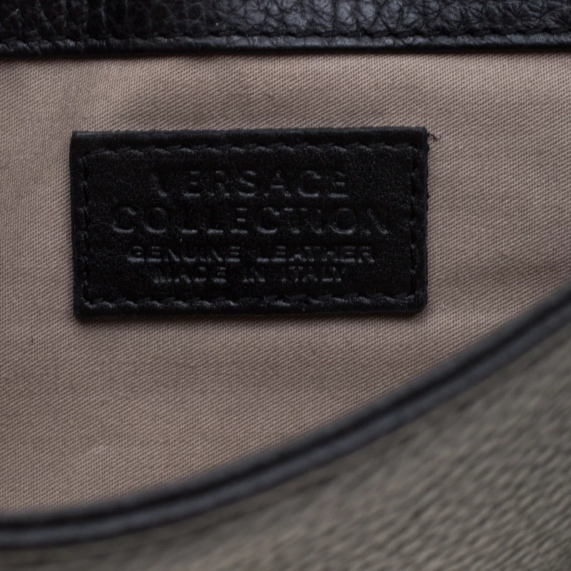 Versace Collection Black Pebbled Leather Clutch For Women - Image 8