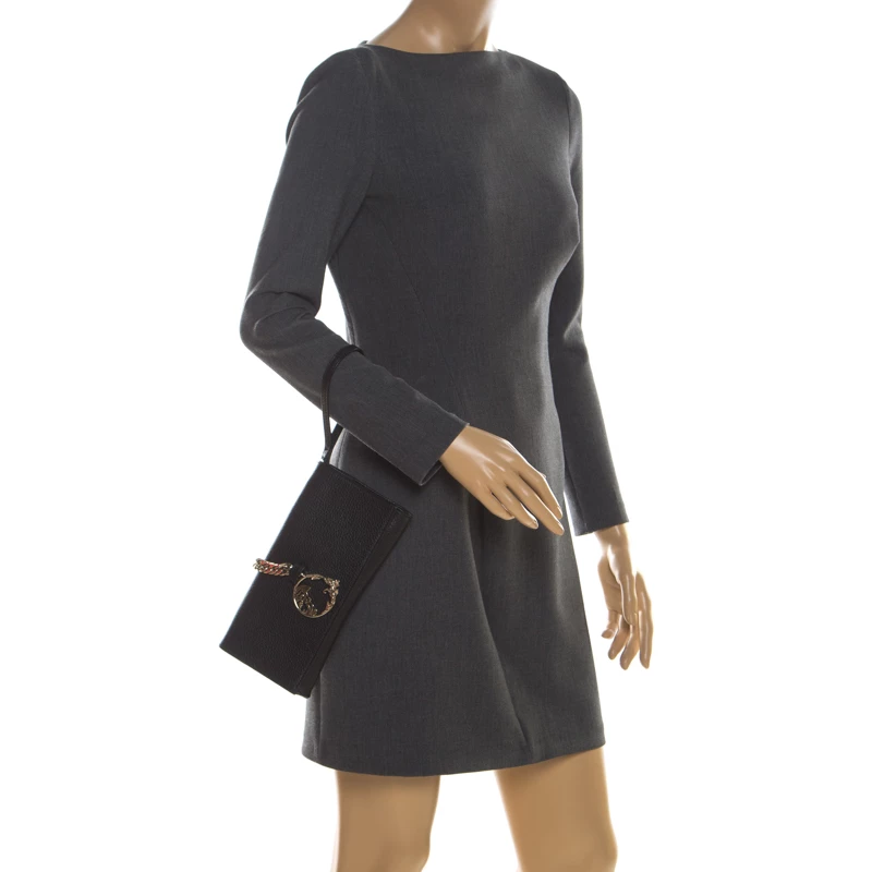 Versace Collection Black Pebbled Leather Clutch For Women - Image 2