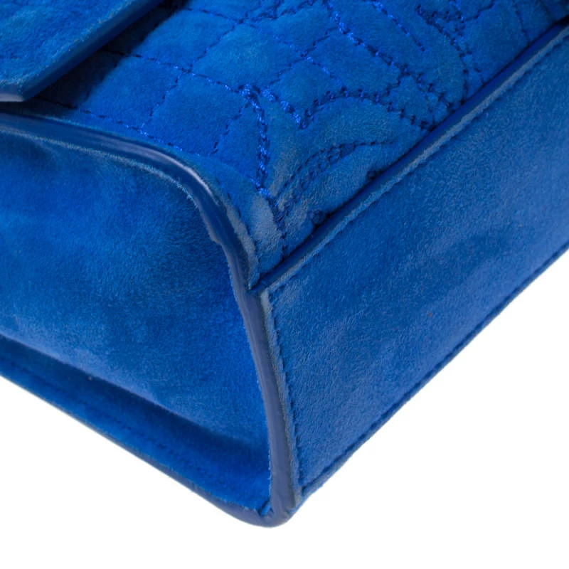 Versace Blue Suede Vanitas Crossbody Bag For Women - Image 11