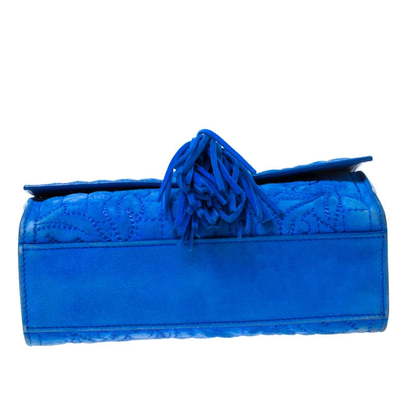 Versace Blue Suede Vanitas Crossbody Bag For Women - Image 6